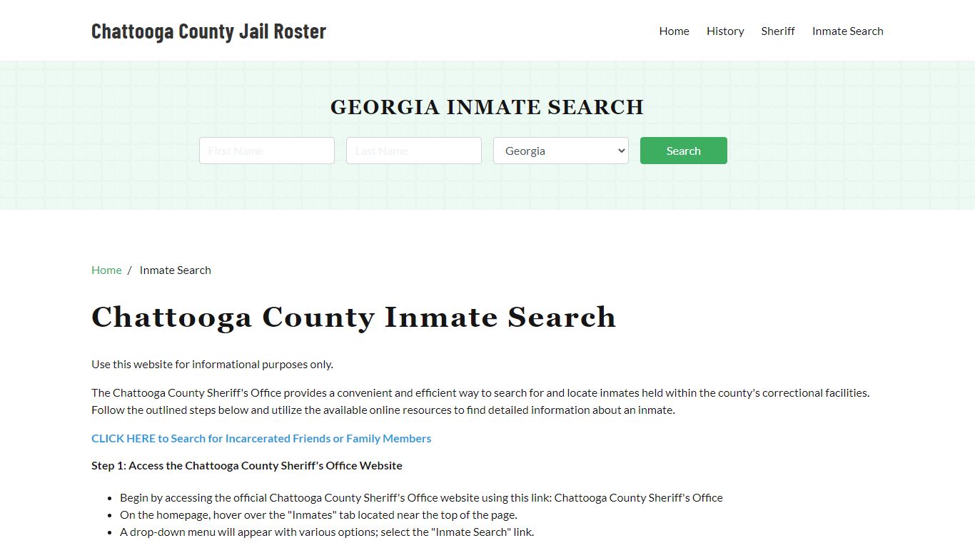 Chattooga County, GA Detainee Lookup