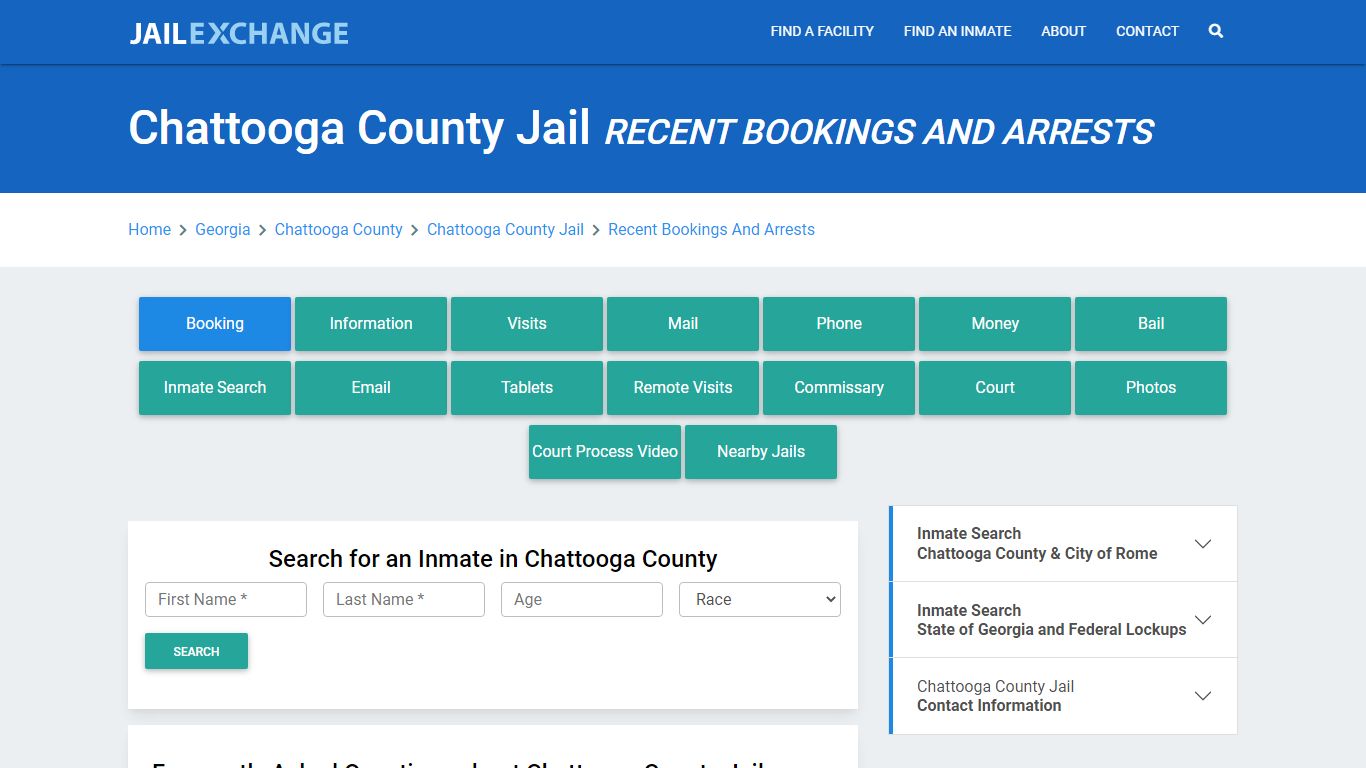 Chattooga County Jail Recent Bookings And Arrests - Jail Exchange